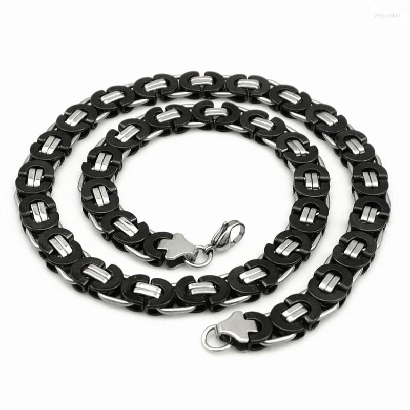 

Chains Dolaime 11mm Wide Retro Byzantine Stainless Steel Flat Chain Cool Rock Jewelry For Men Necklaces Charm Party Male Gift