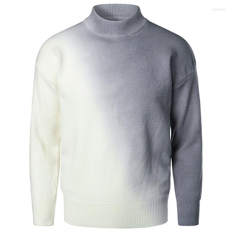 

Men's Sweaters Autumn And Winter Youth Knitted Sweater High-neck Pullover Bottoming Shirt Fashion Gradient, Ym108-green