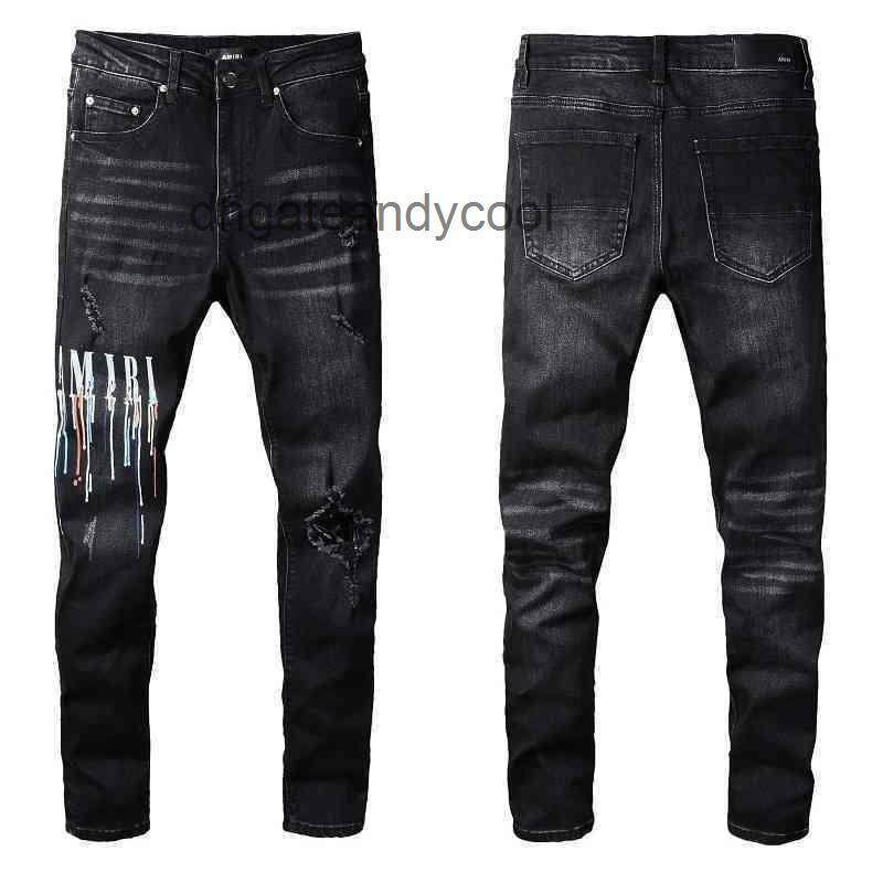 

Jeans amirs mens jean pants Designer 2022 Jean Paint Drop Casual Hip Hop Worn Out and Washed Splash Ink Color Painting Slim Fit Men's #830 1, As shown in figure