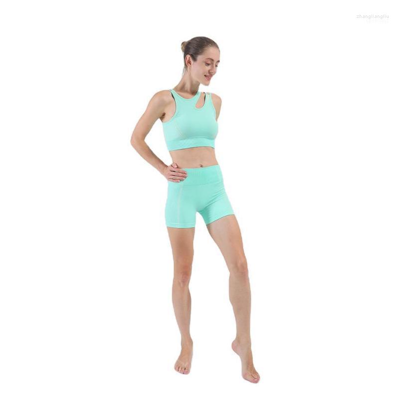 

Yoga Outfit Summer Fitness Sets Two Piece Crop Top Sport Bra Shorts Sportsuit Workout Seamless Gym Set, Black