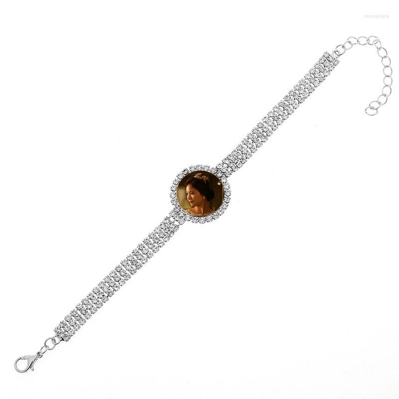 

Link Bracelets Button For Dye Sublimation Fashion Bracelet Women Zircon Jewelry Transfer Blank Consumables 18mm Wholesale
