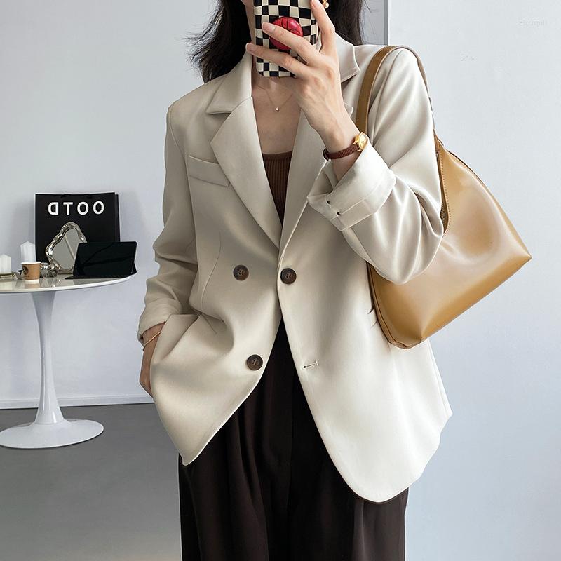 

Women's Suits Solid Color Button Back Slit Silhouette Suit Casual Design Temperament Jacket Woman, Black