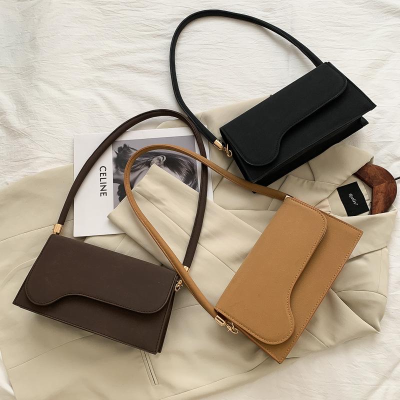 

Evening Bags 2022 Female Bag PU Leather Solid Color Fashion Underarm Retro Ladies Shoulder Temperament Commuter Handbag, Black
