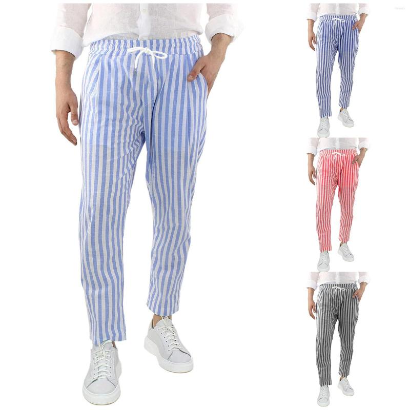 

Men's Pants Cotton Linen Men Lightweight Summer Men's Drawstring Waist Pant Elastic Relaxed-Fit Casual Beach Trousers 2022 Navy Blue, Light blue