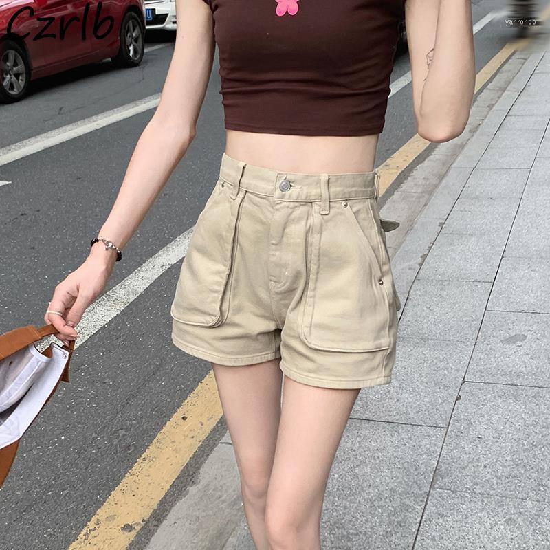 

Women' Shorts Women' Denim Khaki For Women Pockets High Waist 2022 Summer Aesthetic Students Harajuku Vintage Arrival Korean Style