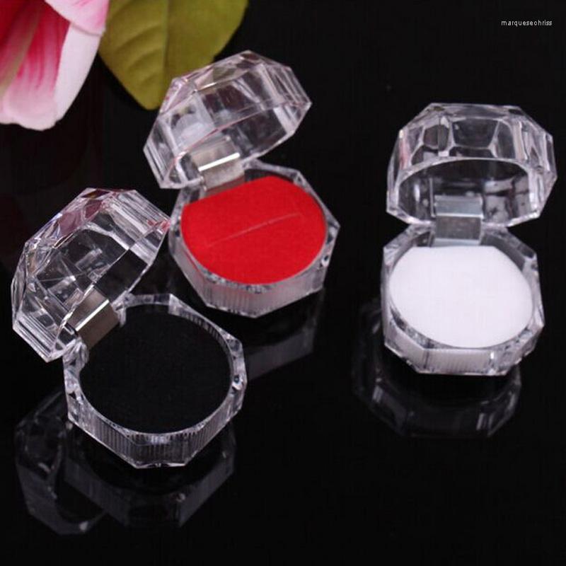 

Jewelry Pouches Package Ring Earring Box Acrylic Transparent Wedding Packaging Storage Plastic Organizer Case