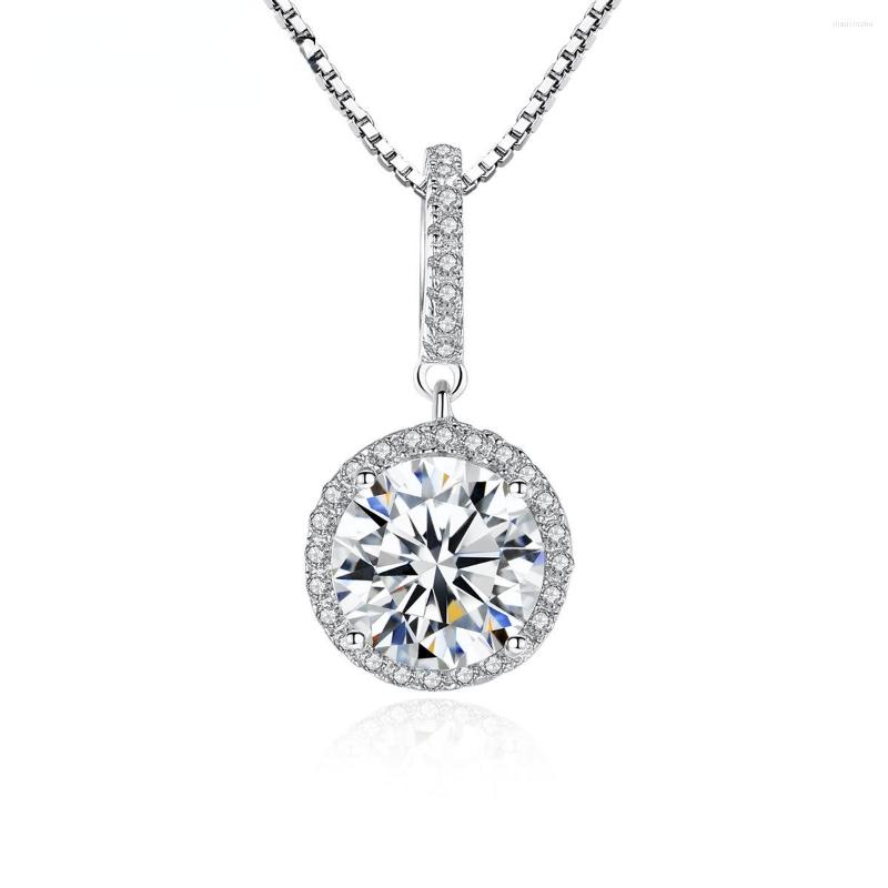 

Chains Temperament Necklace S925 Silver Pendant Round Ultra Flash Zircon Fashionable Simple And Versatile Ornaments