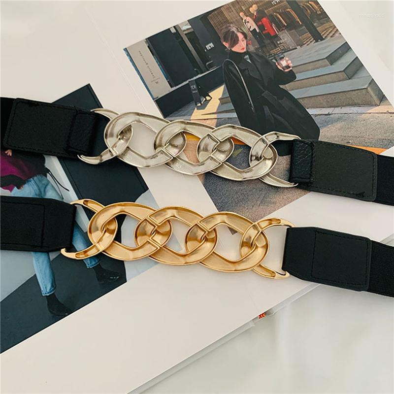 

Belts Fashion Dress For Women Simple Waist Elastic Ladies Band Golden Chain Decoration Coat Sweater Party Belt Girdle Gift, Silver