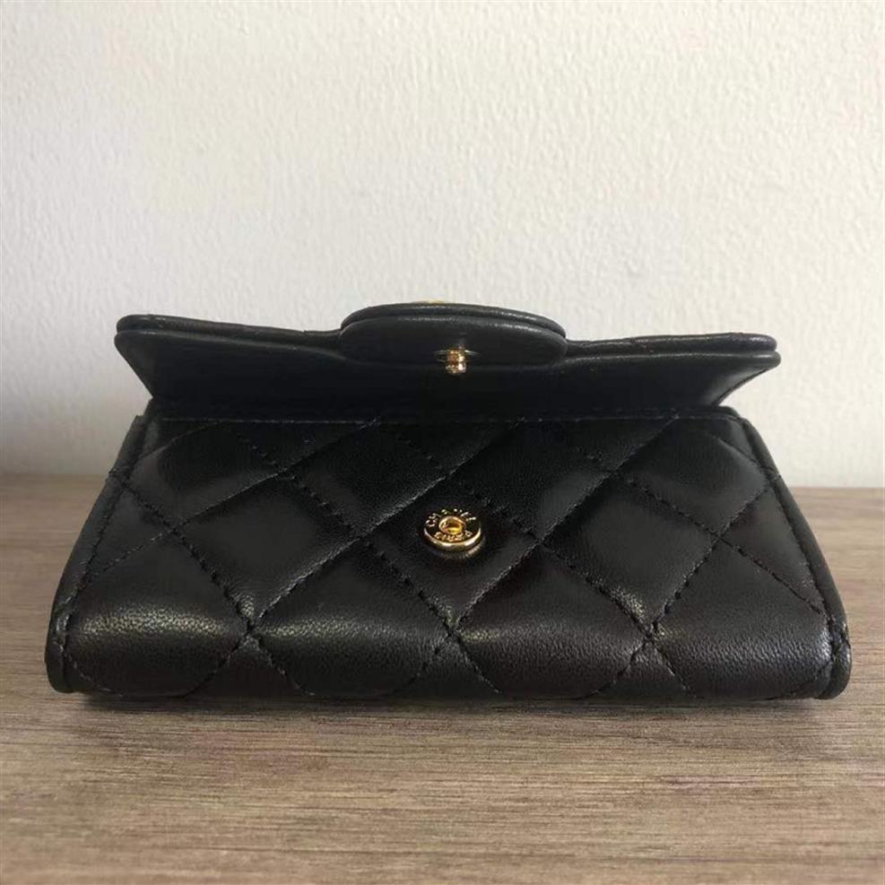 

New Luxury womens Male and Female Cowhide Holder Wallet Saffiano ID Card Portable Business Card Gold and Silver297Y, Sheepskin gold