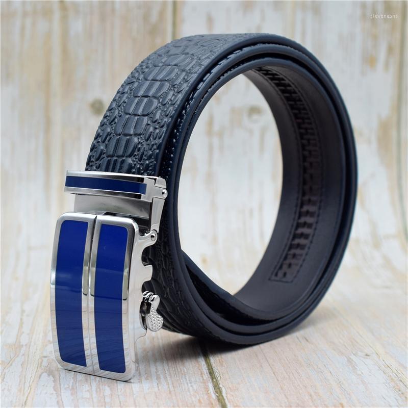 

Belts Cow Leather Belt For Men 3.5CM Width Automatic Buckle Designer Black/white/blue/red Male Strap Plus Size 90-125CM