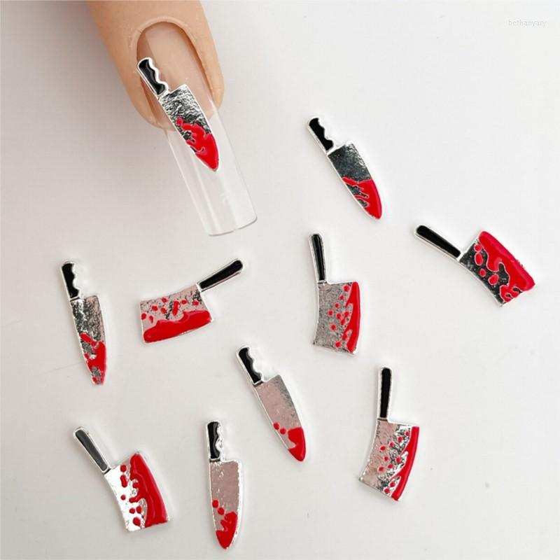 

Nail Art Decorations 10Pcs/Lot Halloween Blood Knife Charms Acrylic Punk Metal Alloy Manicure DIY Jewelry Decoration #