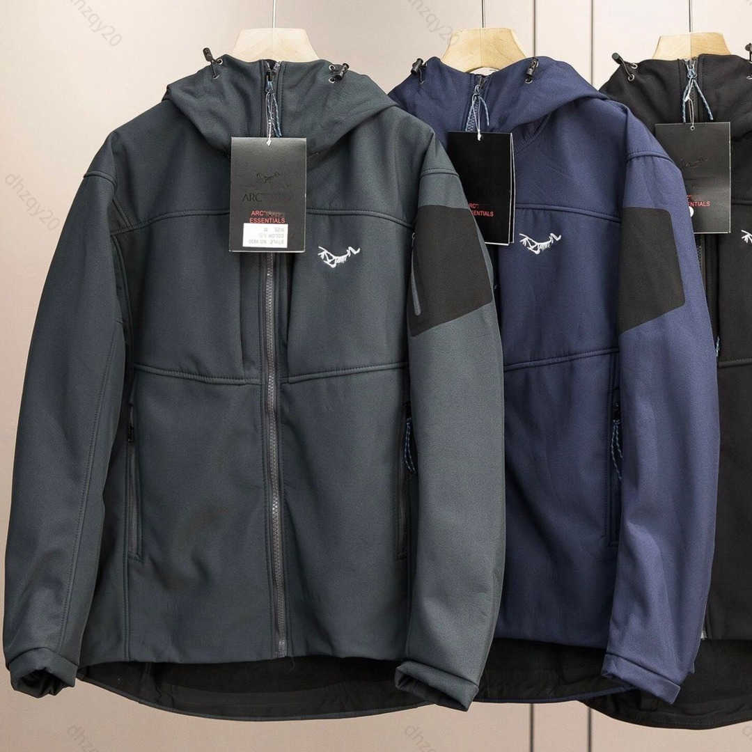 

Arc jacket sportswear autumn and winter mens soft shell outdoor thermal windproof jackets waterproof hooded coat couple zip sweatshirt, Black
