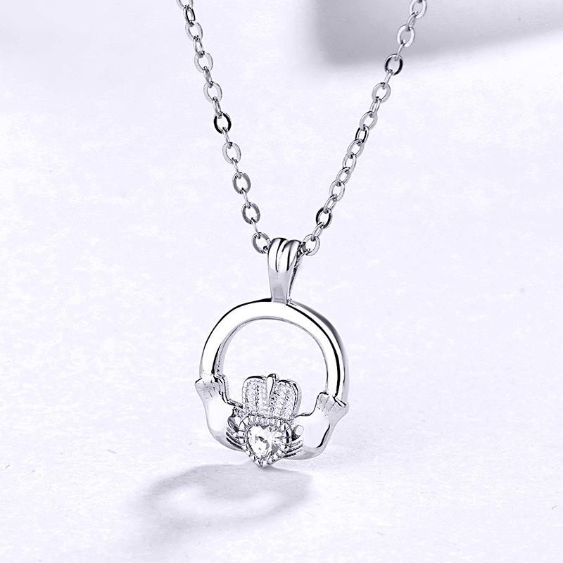 

Chains 925 Sterling Silver Crown Heart Pendent Necklace For Women Jewelry