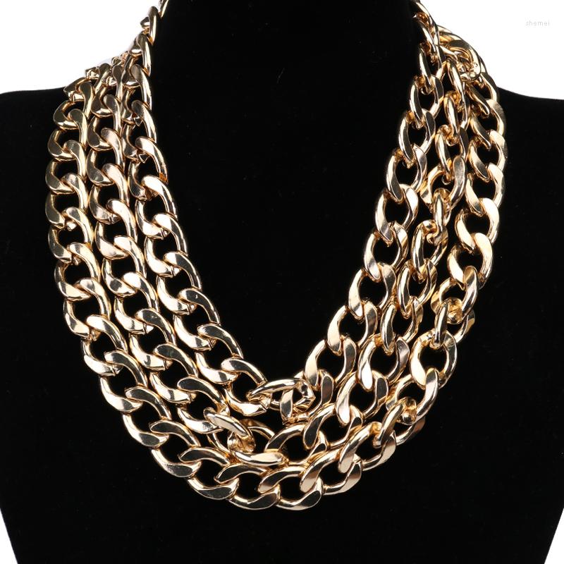 

Choker European And American Fashion Style Metal Thick Necklace Pet Chain Punk Cool Texture Gold Collar Ornaments