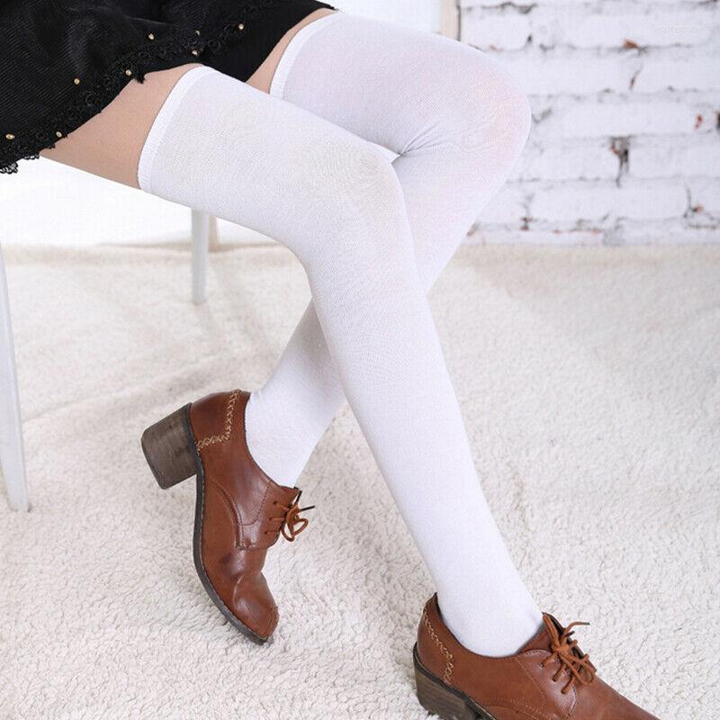 

Women Socks Over Knee Thigh High Stockings School Girls Solid Color Non-Slip Knitted Warm Breathable Stocking Long Female, Black