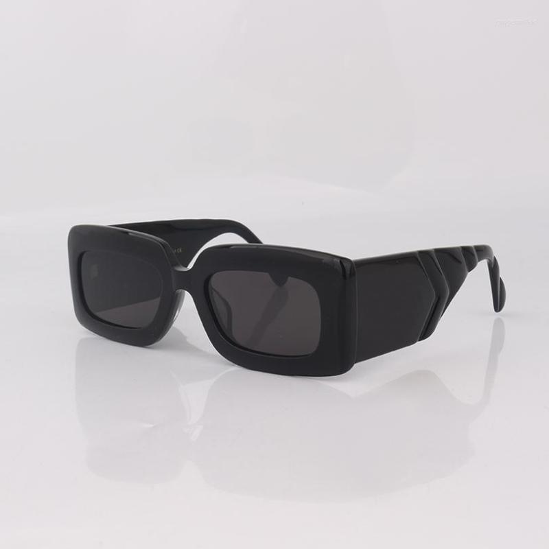 

Sunglasses Black Acetate Rectangular Women Fashion Chunky For Men Wide Temples
