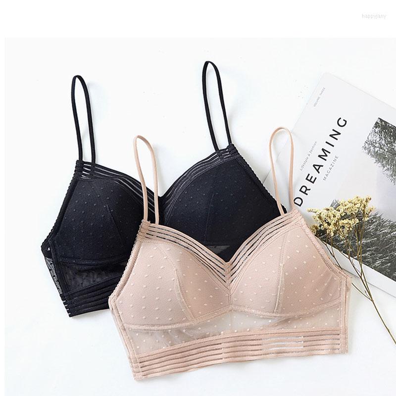 

Bras Sets 2022 Sexy Low Back Lace Bralette Black Bra Set Dot Mesh Ultra Thin Ladies Underwear Women Lingerie Crop Top Femme, Bra only