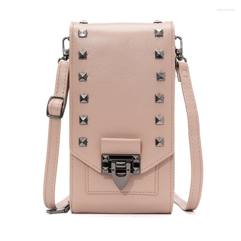 

Evening Bags Rivet Shoulder Bag Female Designer Mini Messenger Lady Mobile Phone Pack Brand Satchels Crossbody For Women Purses, Pink shoulder bag