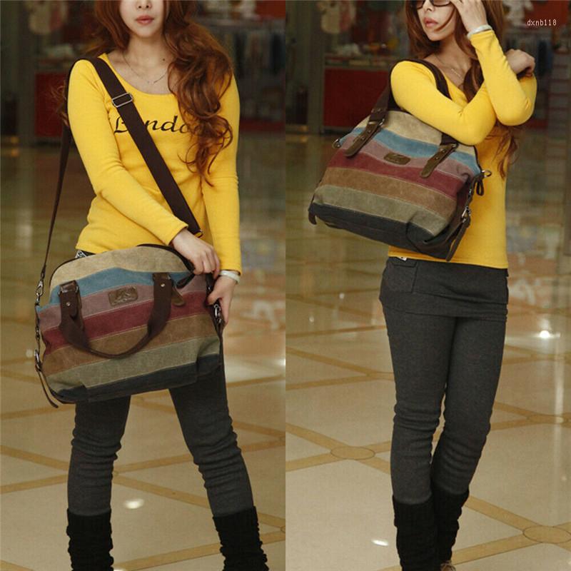 

Evening Bags Womens Striped Handbag School Canvas Shoulder Bag Shopper Messenger Satchel Tote, Picture shown