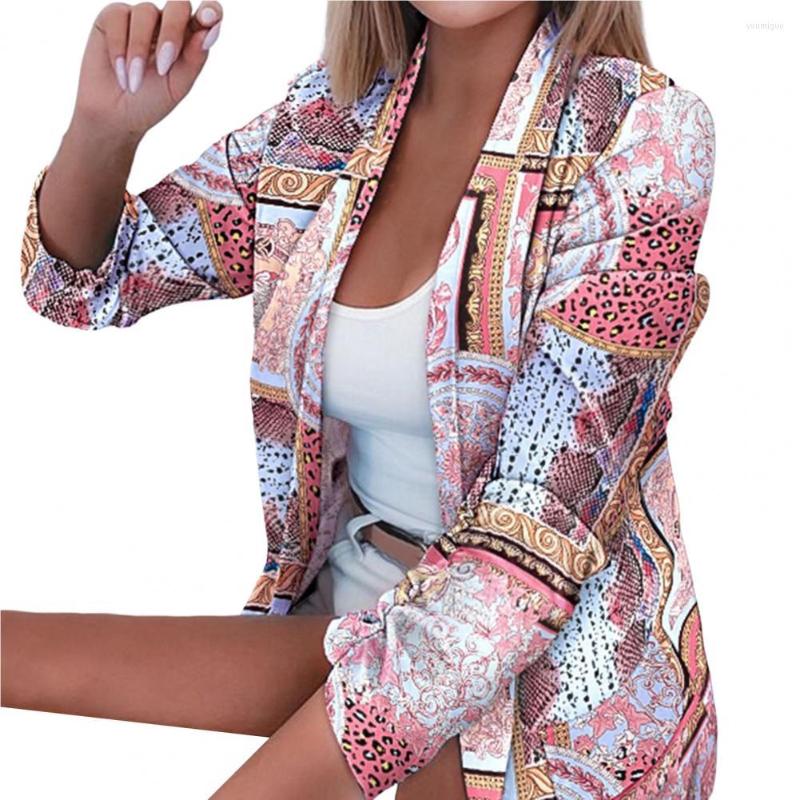 

Women' Suits Fashion Women Blazer Flap Pockets Regular Length Lady Coat Blue White Letter Print Office