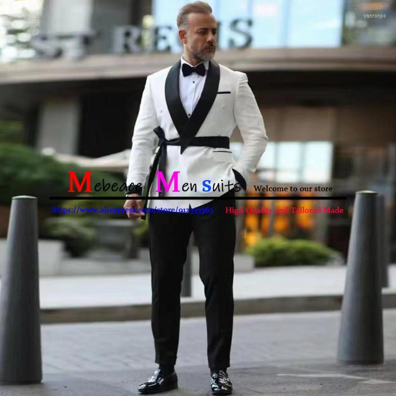 

Men's Suits Men's & Blazers Latest Designs White Men With Belt Costume Homme Wedding Groom Tuxedo Terno Masculino Slim Fit Blazer 2, Blue