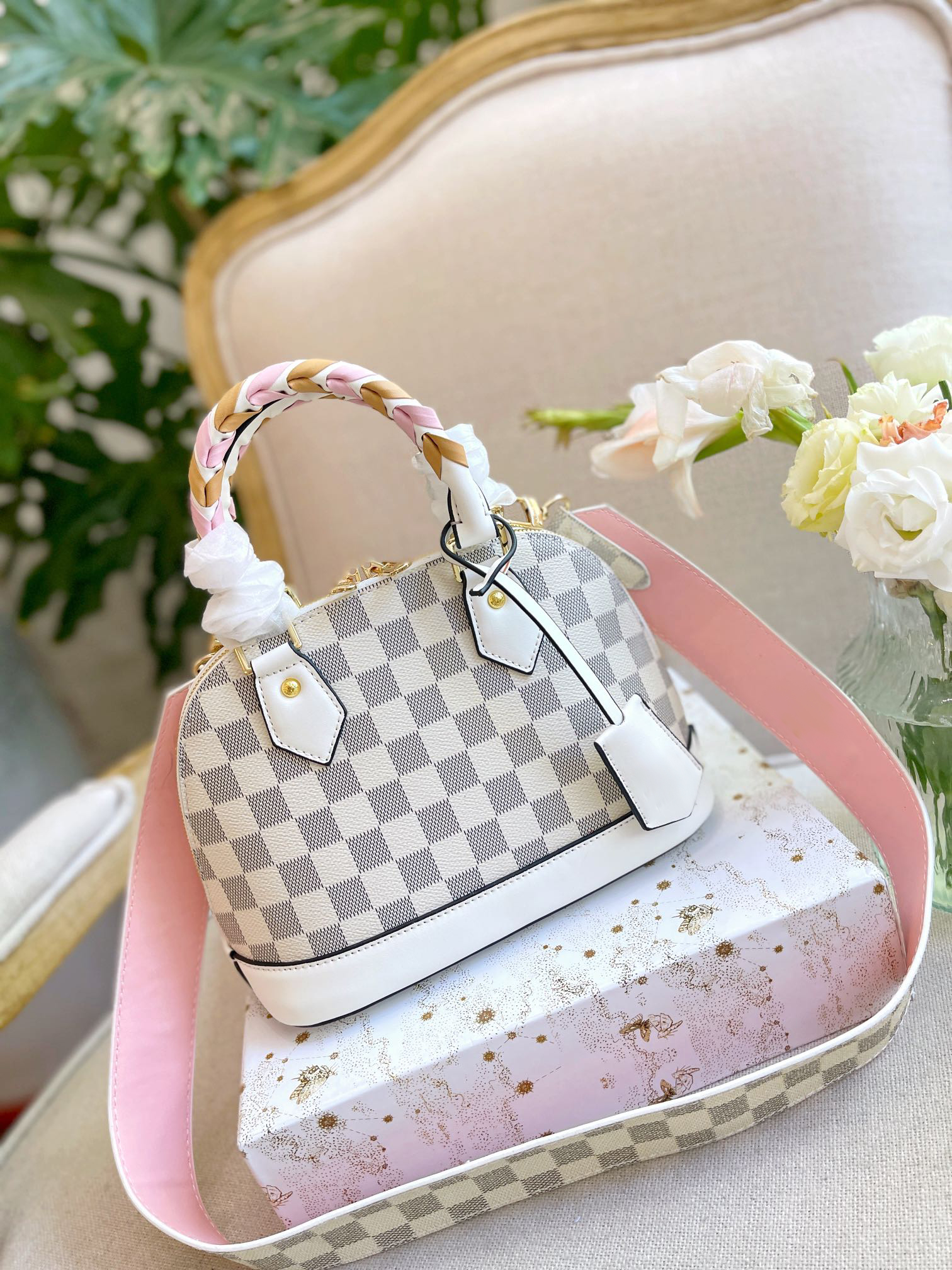 

Luxury tote purses Brand handbag message bags Shoulder bag Genuine Leather Cluth Crossbody 5A Quality Cattlehide 33CM Damier White Womens Totes Coquilles, Box