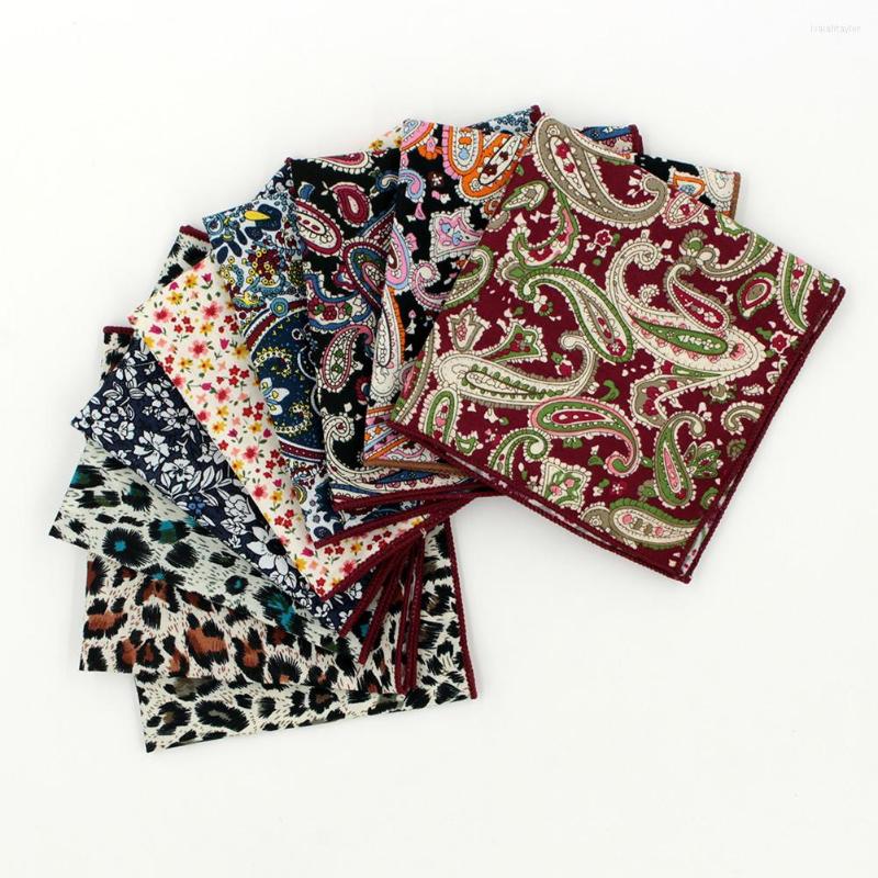 

Bow Ties 2022 Fashion Christmas Gift For Men Cotton Jacquard Paisley Flowers Dots Leopard Hankerchief Poket Square Hanky Wedding