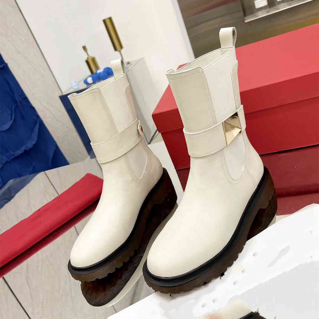 Fashion Boots Valentinoity Casual Women Luxury Design Winter Warm Heel Snow Leather Thick soled Sock Boots 02-01