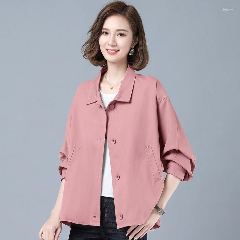 

Women's Trench Coats Women's Coat Tops 2022 Spring Autumn Single-Breasted Short Jacket Femme Loose Windbreaker Casual Outwear Cardigan, Pink