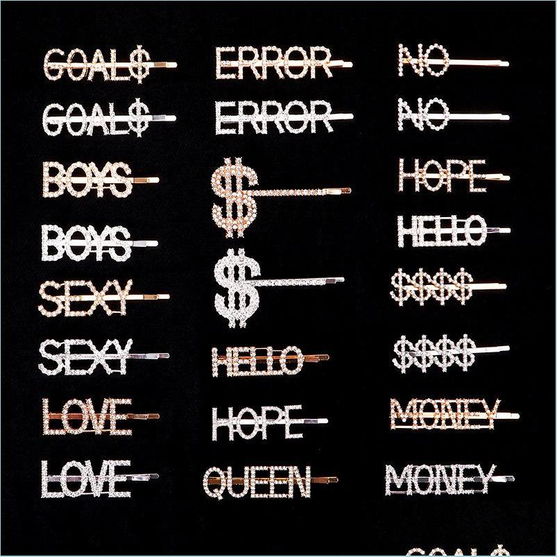

Hair Clips Barrettes Rhinestone Letter Hairpins Women Hair Clips Pins Hairclip Accessories For Girls Barrettes Hairgrip Headdress Dhita