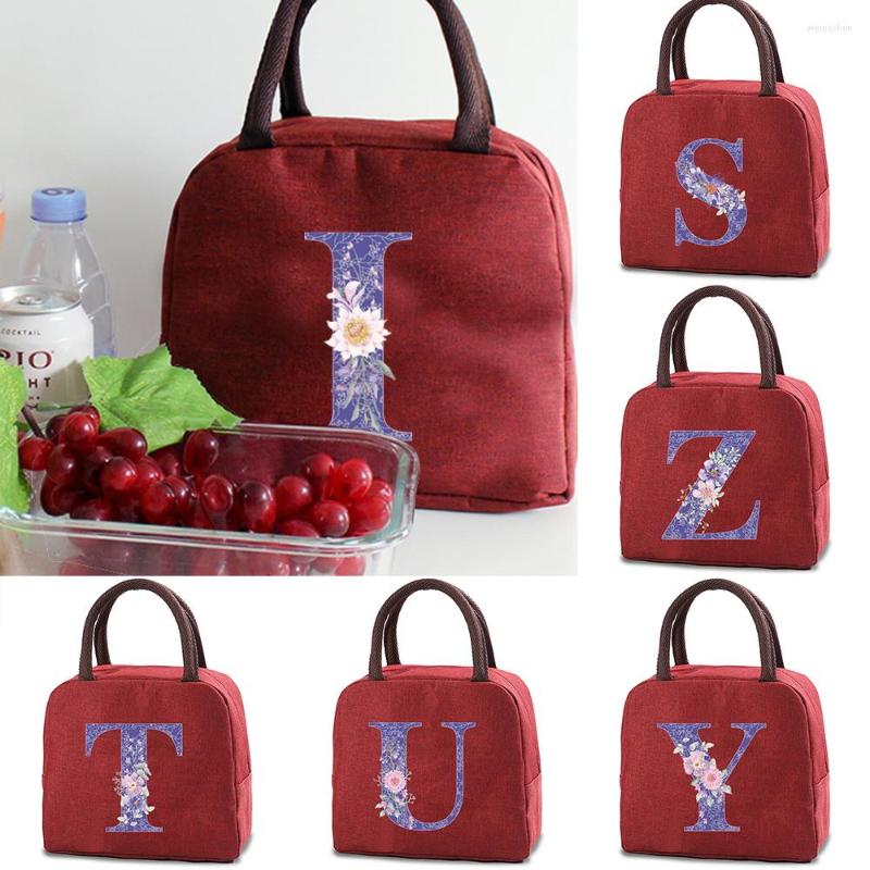 

Duffel Bags Pink Flower Printing Lunch Bag Thermal Dinner Food Cooler School Picnic Zipper Women Box Hangbags, Red