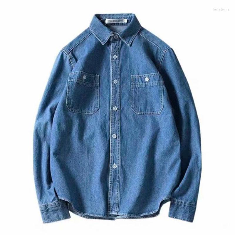 

Men's Casual Shirts Men's Denim Shirt Jacket Long Sleeve Slim Fit Spring Autumn Brand Fashion Men Jean Cotton Trendy Tops, Darkblue