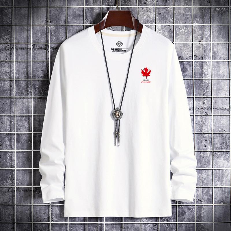 

Men' T Shirts Oversize 6XL Fall Red Chest Label Print O-Neck Long Sleeve T-shirts Men Women Cotton Street Casual Boy Tees Male, Photo color