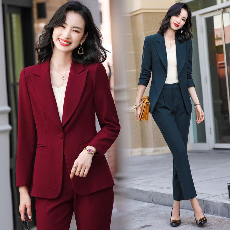 

Women' Two Piece Pants Women' Long-Sleeved Slim Fit Blue Suit Commuter Black Plus Size Jacket Two-Piece Work Uniforms, Blackjacketpants