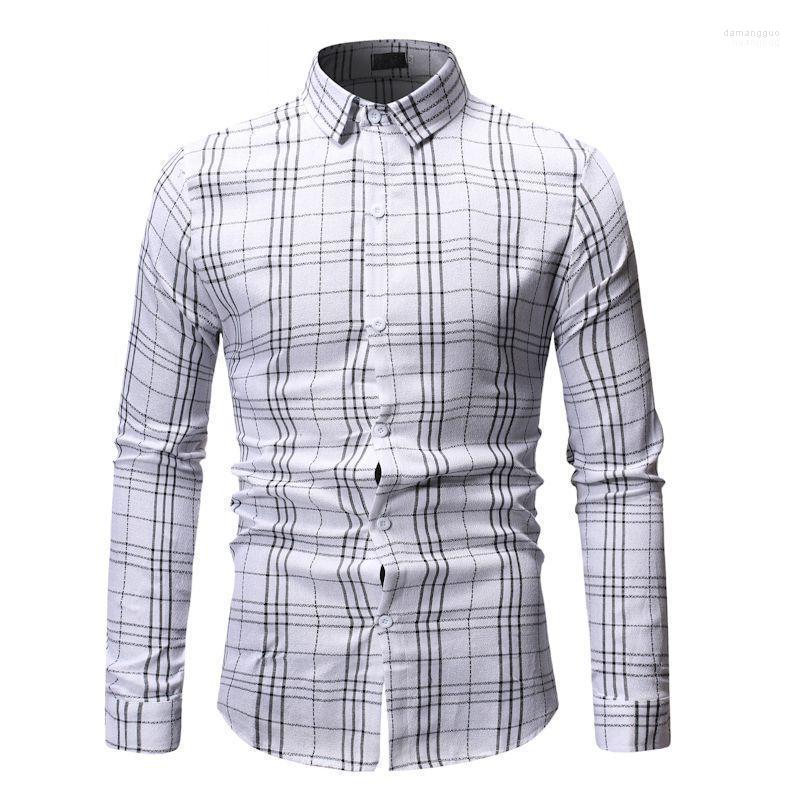 

Men's Casual Shirts Casuals Grid Shirt Men Autumn Arrival Personality Printing Long Sleeve Mens Fashion Big Size Business Office Men's, Ml57 red