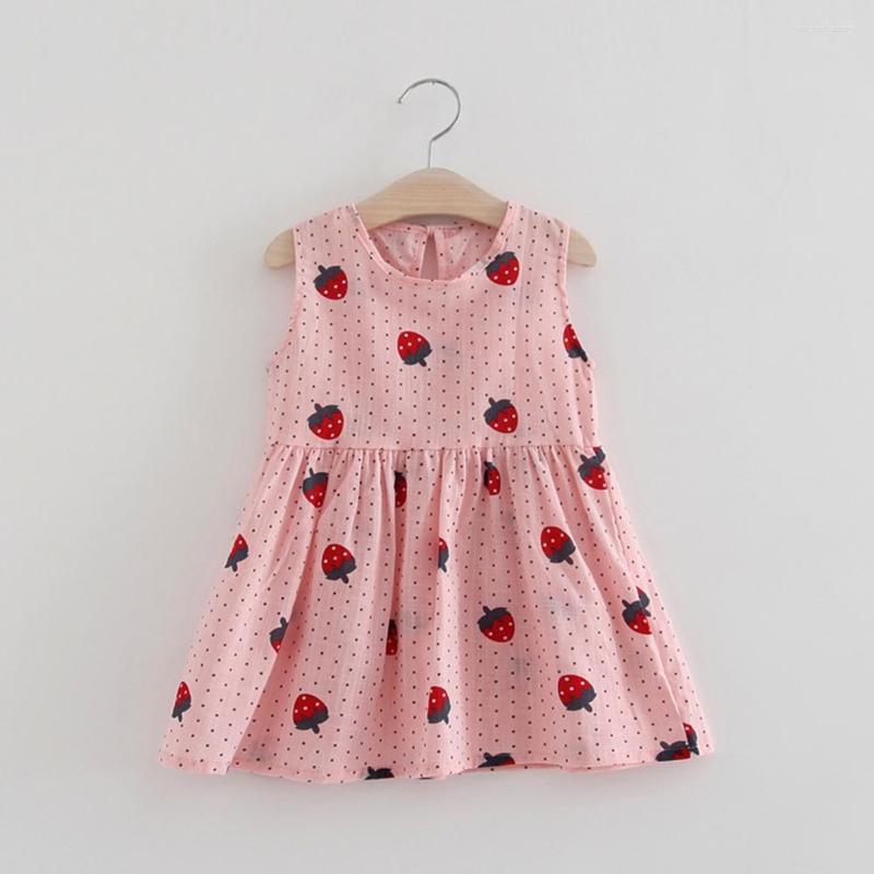 

Girl Dresses Universal Dressing Gown Shirt Soft Colorful Decorative Swing Sleeveless Strawberry Little Dress, Pink