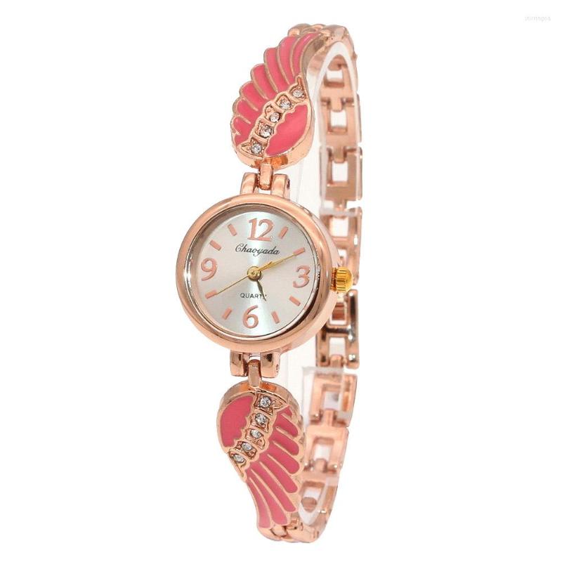 

Wristwatches Angel Wings Rose Gold Crystal Casual Elegant Trendy Jewelry Alloy Luxury Fashion Women's Quartz O91, O91pink