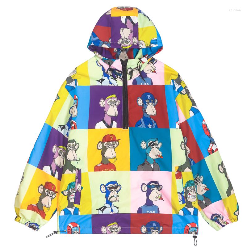 

Women's Down Winter Jacket Men Women Streetwear Thick Cartoon Anime Print Loose Plaid Coat To Keep Warm Windproof Oversized, Gold