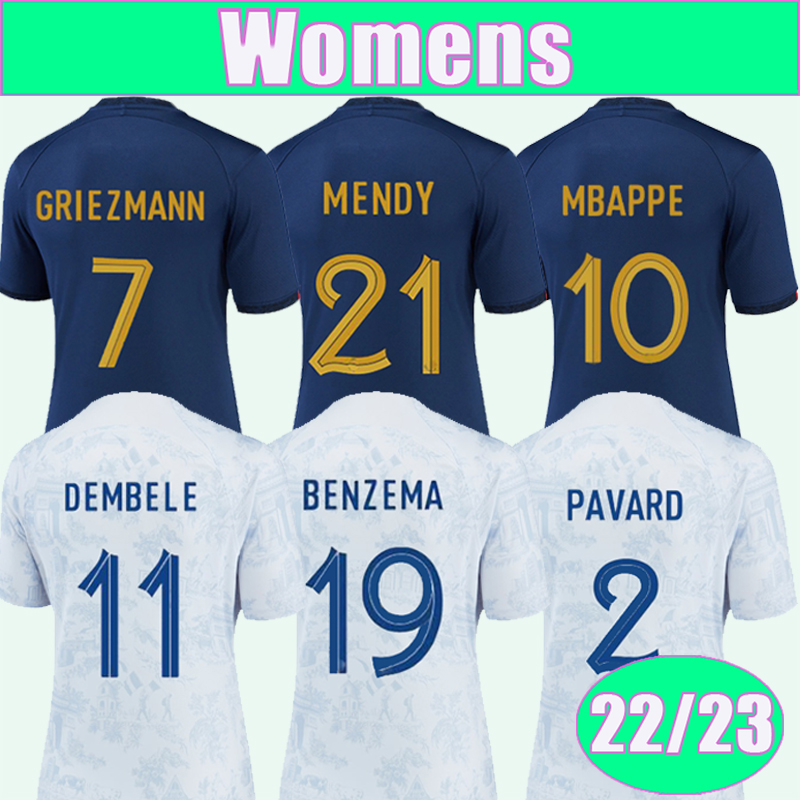 

22 23 MBAPPE GIROUD GRIEZMANN Womens Soccer Jerseys KANTE BENZEMA DEMBELE Home Away Football Shirts Short Sleeve Uniforms, Nv10665 22 23 away no patch