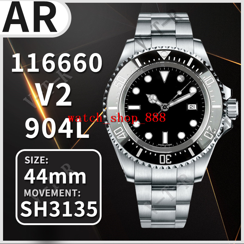 

2022 N V11 SA3135 Automatic 116660 Mens Watch Black Ceramics Bezel Black Dial 904L Steel Sea-Dweller Bracelet Best Edition Watches PTRX New MEN Watches