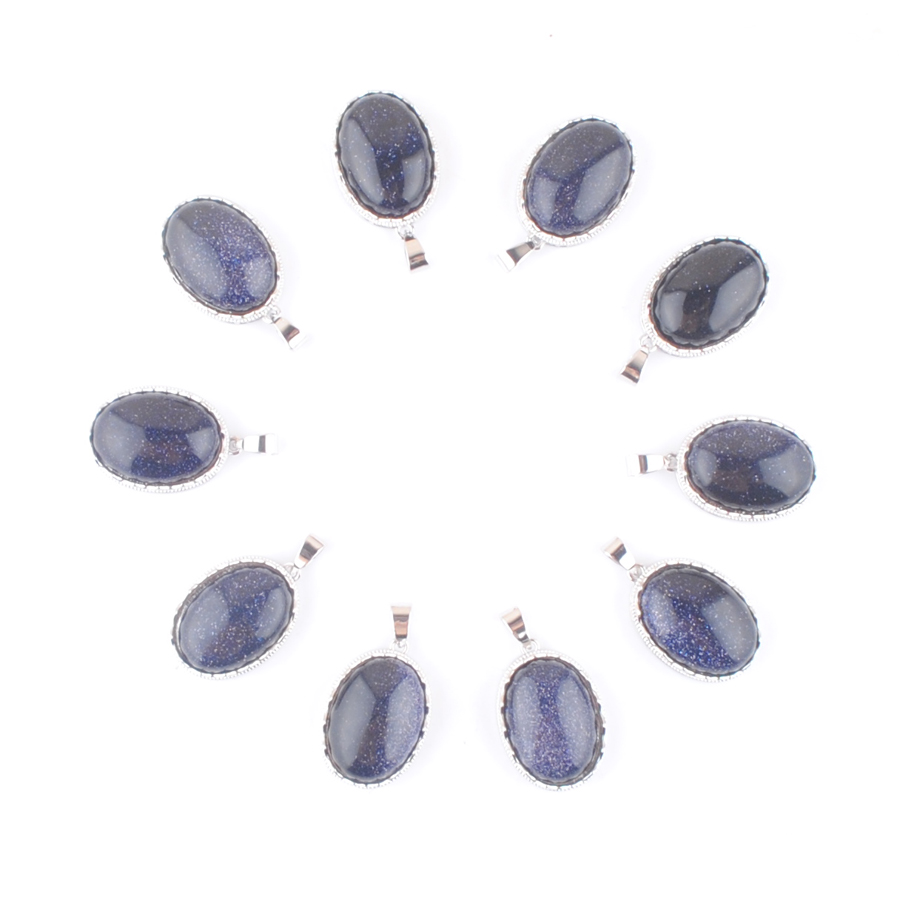

Natural Stone Pendants Blue Sand Oval Shape Bead Man Women Popular Fashion Jewelry N3335