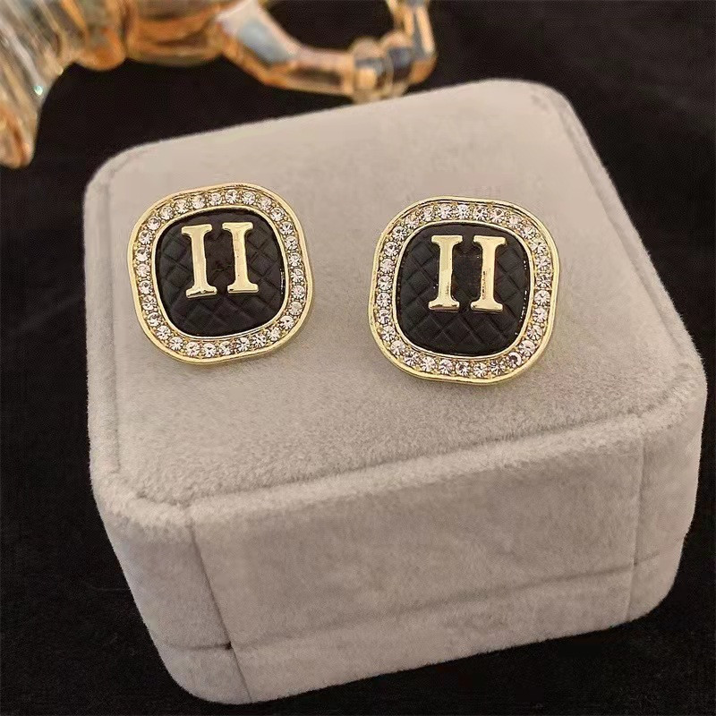 

Diamond green black Titanium steel earrings Charm designer for women stud luxury jewlery love hoop gifts woman girl gold silver rose gold wholesale
