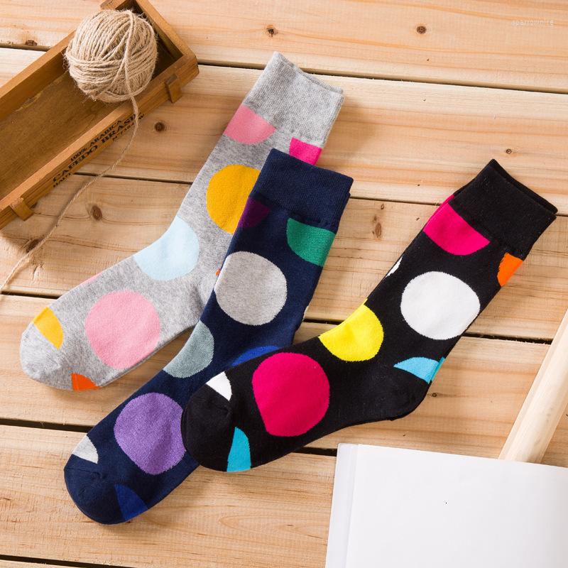 

Men's Socks 2022 Autumn Winter Men's Polka Dot Combed Cotton Calcetines Vintage Fashion Colorful Happy Casual, Black