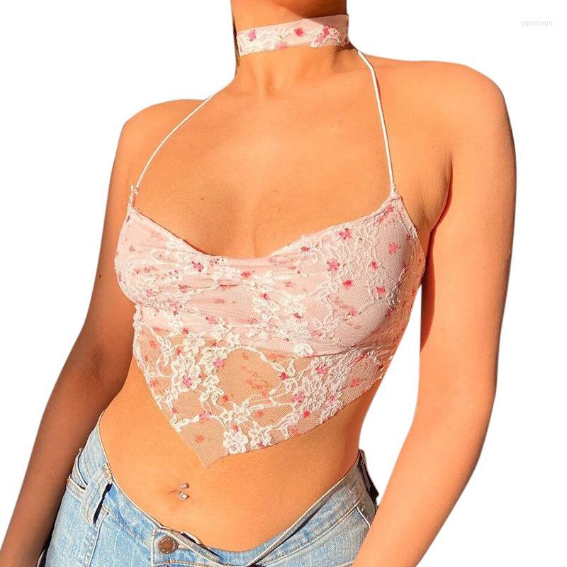 

Bustiers & Corsets Sexy Lace Crop Tops Women Wireless Bralette Crochet Top Female Spaghetti Strap T-shirt Cropped Backless TanksBustiers, Pink
