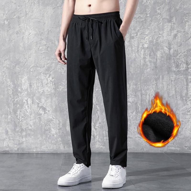 

Men's Pants Winter Lace-up Straight Sweatpants Breathable Sports Trousers Elastic Waist Streetwear, Black