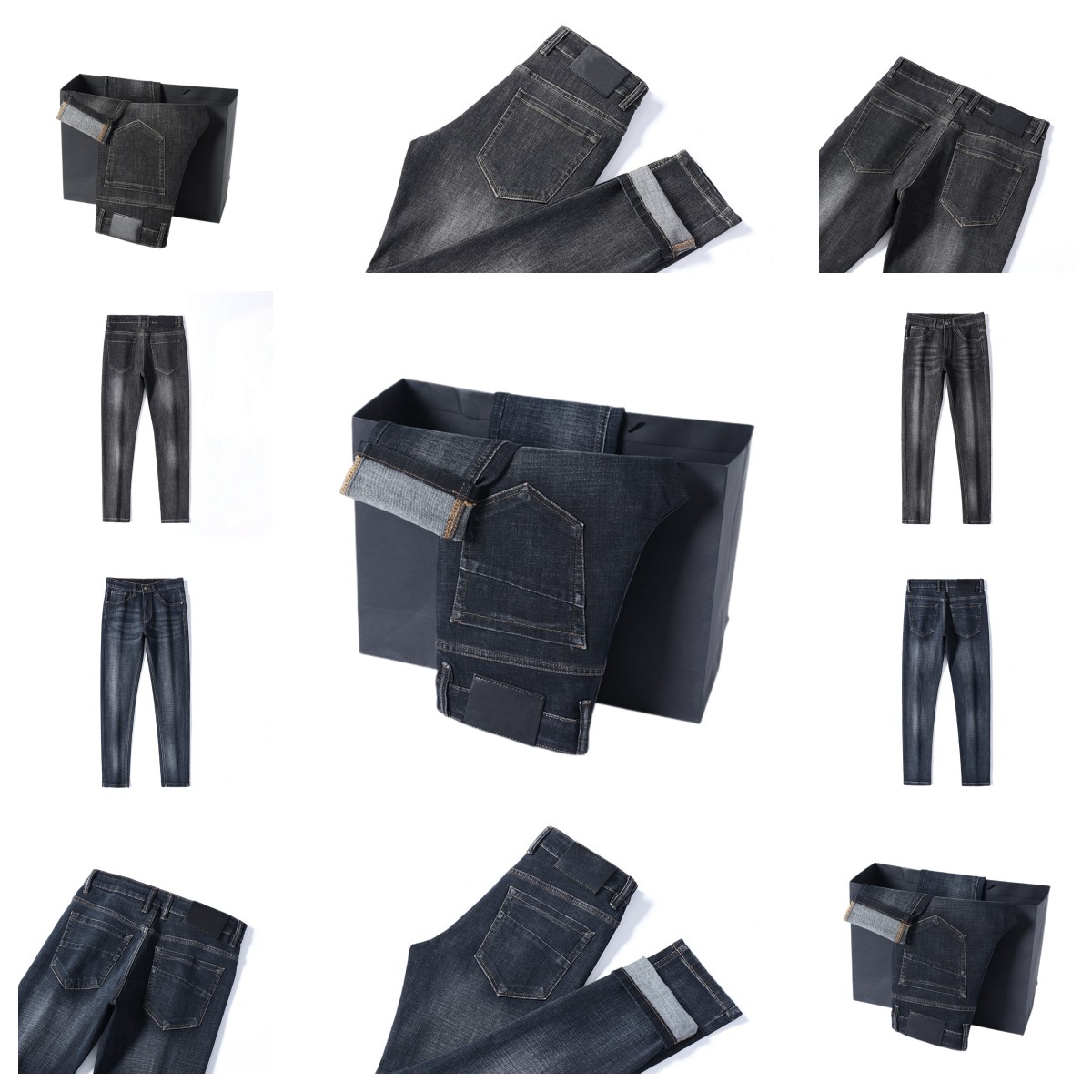

2022 New JEANS chino Pants pant Men's trousers Stretch Autumn winter close-fitting jeans cotton slacks washed straight business casual F02, F202