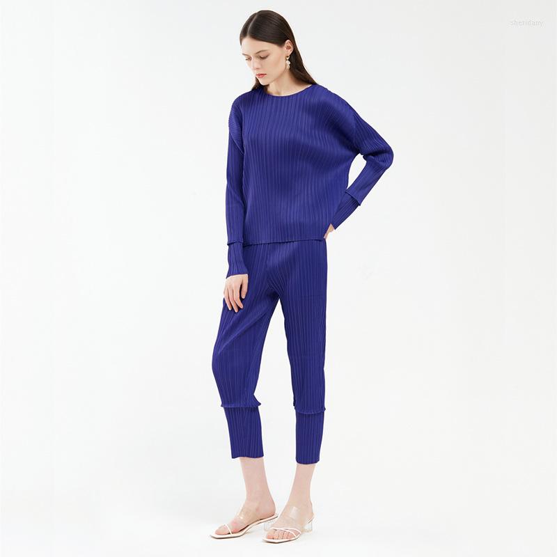 

Women's Two Piece Pants 2022 Spring And Summer Women's Stitching Casual Suits Long-sleeved Tops Fashion All-match Pencil Two-piece, Picture color