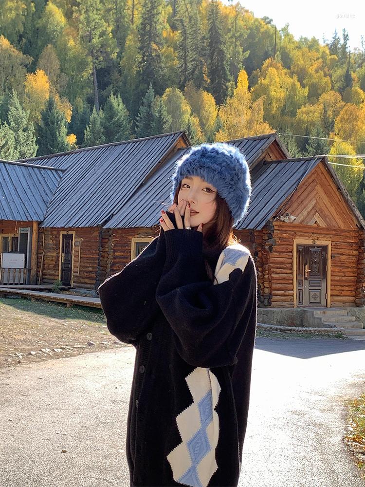 

Women' Knits Korean Fashion Autumn Oversize Women' Cardigan Diamond Sweater, Green