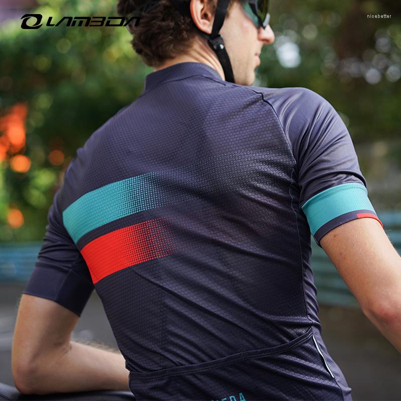 

Racing Sets LAMBDA Summer Cycling Wear Men's Short Sleeve Shorts Suit Mountain Road Clothing Asian Size, Blue