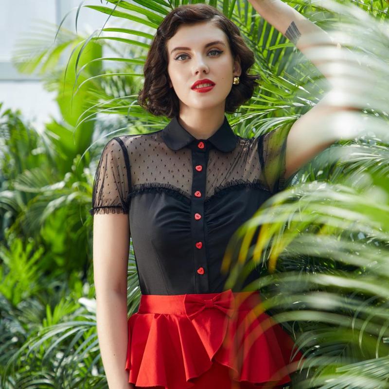 

Women' Blouses Casual Blouse Formal Shirt Mesh Summer Tops Sexy Elegant Retro Office Lady Work Wear Women Lapel Collar Slim Shirts Clothes, Purple